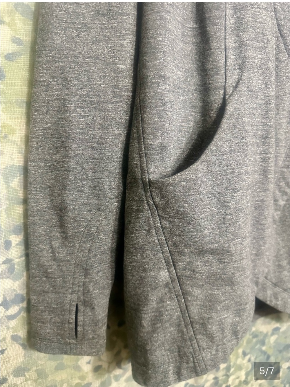 Lululemon Heather Gray Asymmetrical Wrap Cardigan Jacket Thumbholes Size 4 - Picture 5 of 7